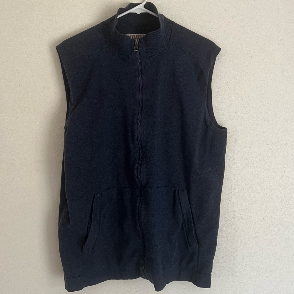 Duluth Trading Company Men’s Blue Sweater Vest Full Zip Size Large
